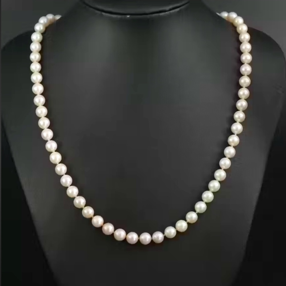White Cultured Freshwater Pearl 18" Strand Necklace with 14k Gold Clasp ($650)